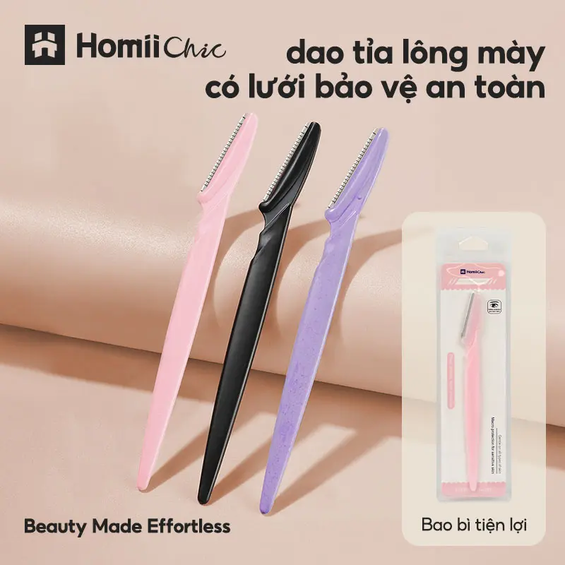 Dao cạo lông mày, Homiichic, Góc phải, Tay cầm dài, Phụ kiện trang điểm, Máy tỉa lông mày, Để loại bỏ lông mày