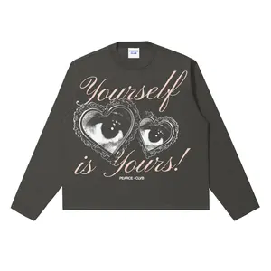Pearce Club Longsleeve Boxy - Yourself Abu Tua 24s Cotton Baju Kaos Lengan Panjang Pria dan wanita