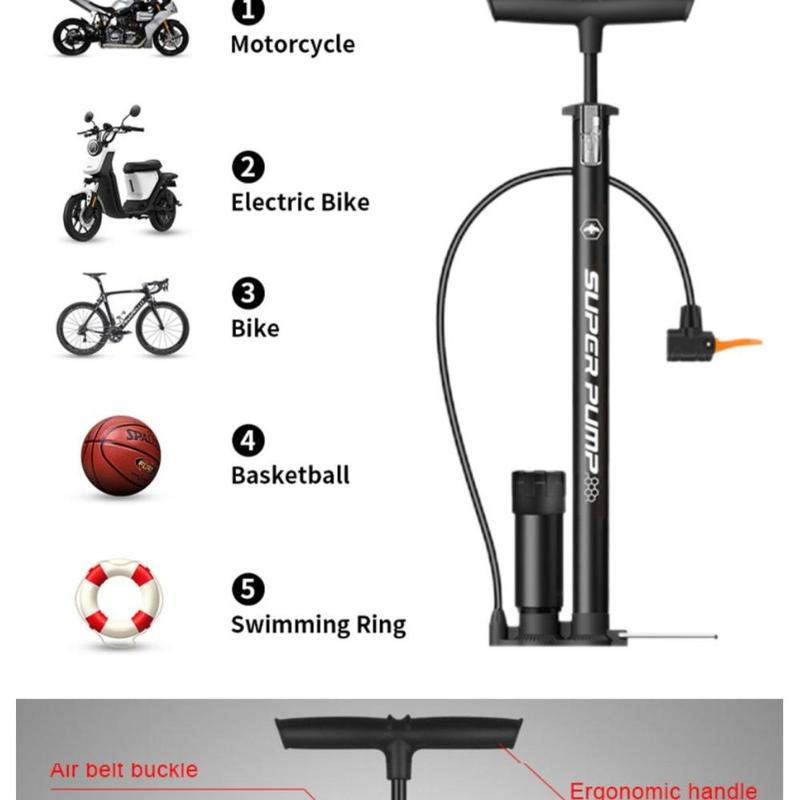 Product Introduction of SG Fast DeliveryBicycle Floor Air Pump With 160PSI Gauge  High Pressure  Cycling Bike Air Pump Inflator Road Bike Cycling Air Pump Tire Ball Inflator Alloy 4