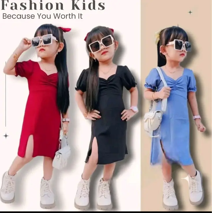 VANIA Dress / Baju Dress Anak Perempuan bahan Crinkle Airflow usia 1-14 tahun Wanita