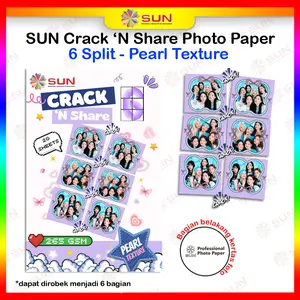 Kertas foto - SUN Crack 'N Share 6 Split Photo Paper 4R ( Bisa di Crack / dibagi / dirobek ) menjadi 6 Bagian