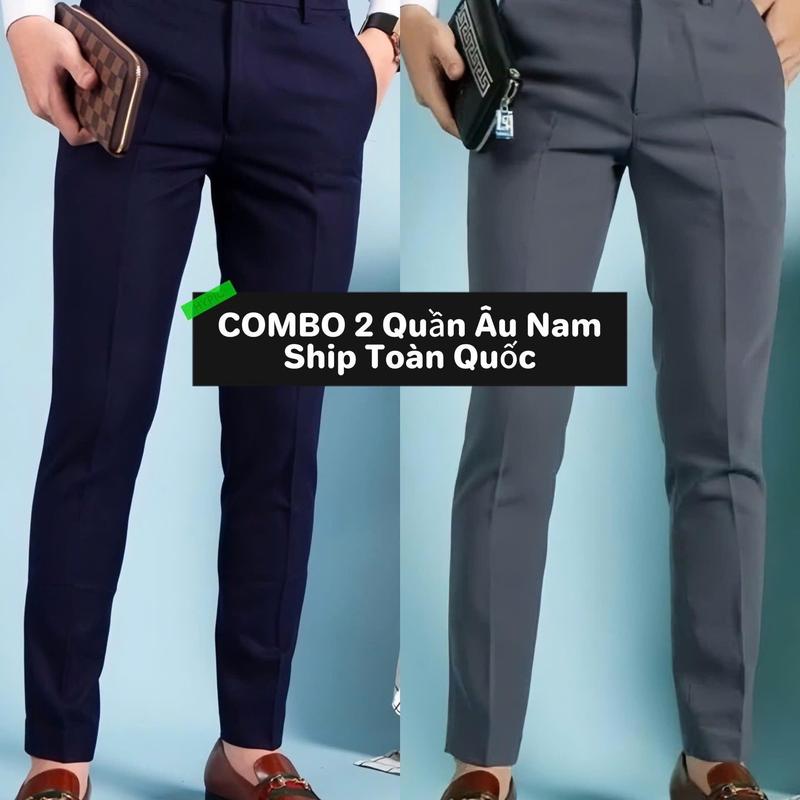COMBO 2 Quần Âu HQ Form Slim Fit, Vải Co Giãn Nhẹ, Mềm Mịn Dày Dặn quần âu nam ống suông quần âu nam cao cấp