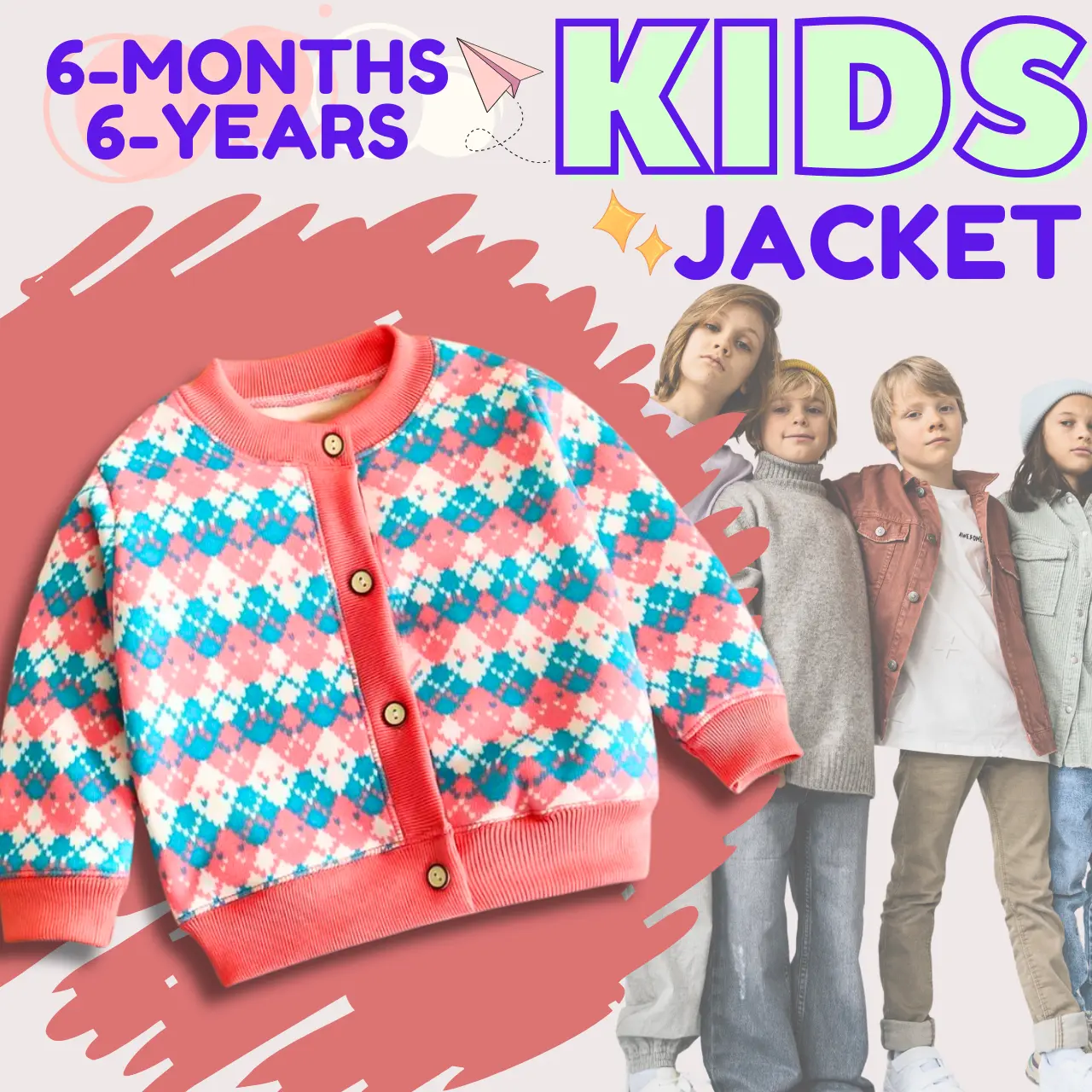 BABYJUNO Sweater Jacket Kids Girl Winter Jacket Kids Sweater Budak Hoodie Kids Jaket Budak Lelaki