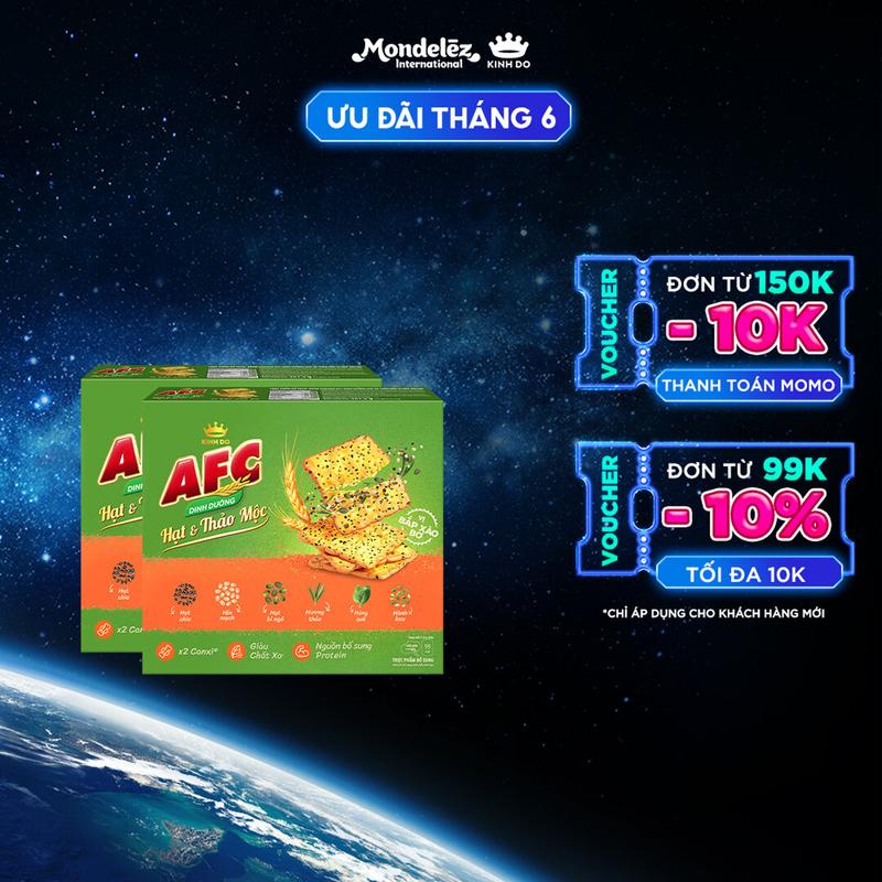 Bánh Cracker AFC Dinh Dưỡng Hạt Và Thảo Mộc Vị Bắp Xào Bơ, Combo 2 Hộp x 261.6g