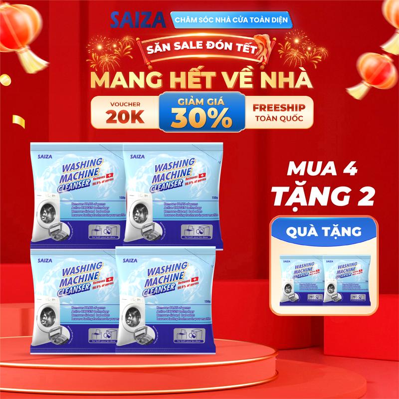 [Số Lượng Có Hạn] - Mua 4 Tặng 2 - Combo 4 Gói Bột Vệ Sinh Lồng Máy Giặt 150g/gói Giúp Làm Sạch Lồng Giặt Tặng 2 Gói Cùng Loại | BigBuy360 - bigbuy360.vn