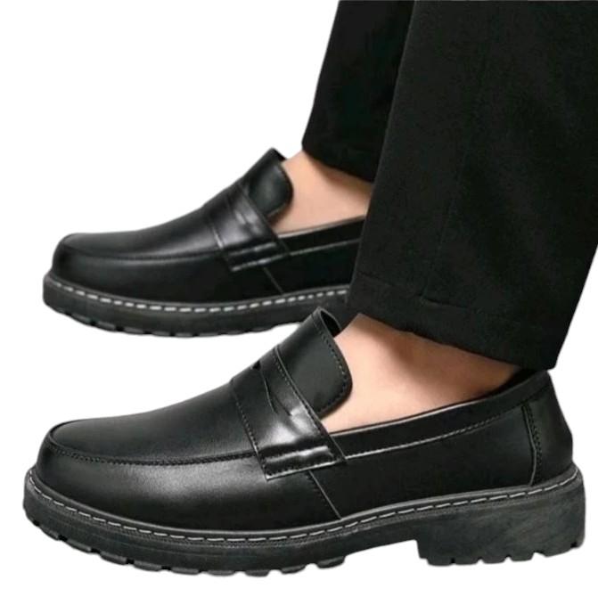 Sepatu Loafers ONIBI docmart formal slop pantofel kerja pria hitam Kasual Oxfroad - Shoes, Flat Karet 0