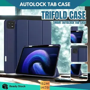 Case Tri-fold Casing Kompatibel Untuk Sam sung Tab S7 S8 S9 FE /A7 Lite / A8 10.5" / A9 Plus / S6 Lite Smart With Magnetic Flip Autolock Cover Slim Lightweight Soft PU Silicone Protective