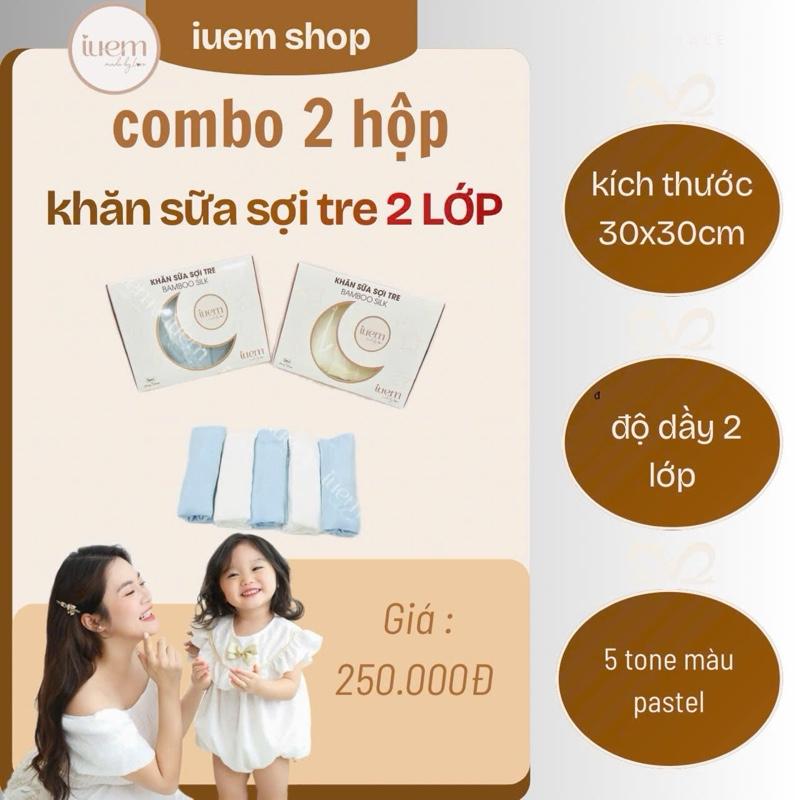  iuemxlammecungphuong Combo 2 hộp khăn sữa 2 lớp sợi tre lụa mỏng nhẹ thấm hút tốt làm khăn thấm dãi  sữa  khăn lau mặt cho bé từ sơ sinh 