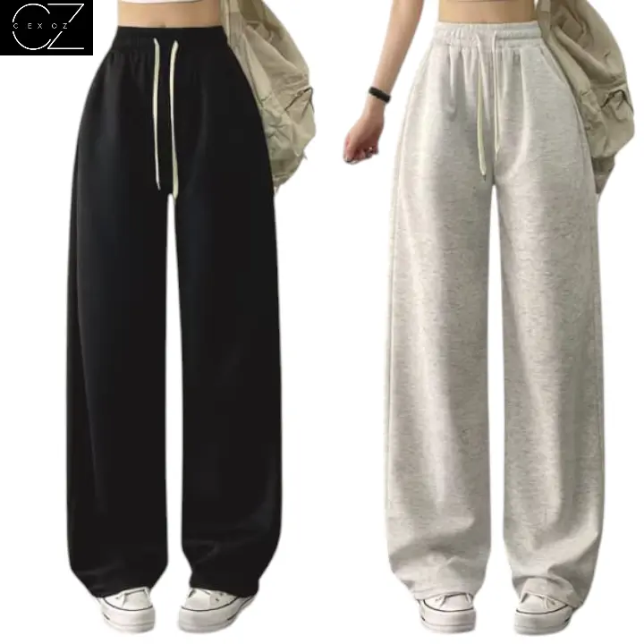CEXOZ - Celana Jogger Baggy Loose Pants Fit Pria Dan Wanita Basic Casual Kaki Lurus  Kulot Karet Katun Lembut Nyaman Panjang Tebal Bawahan Kantong Serut