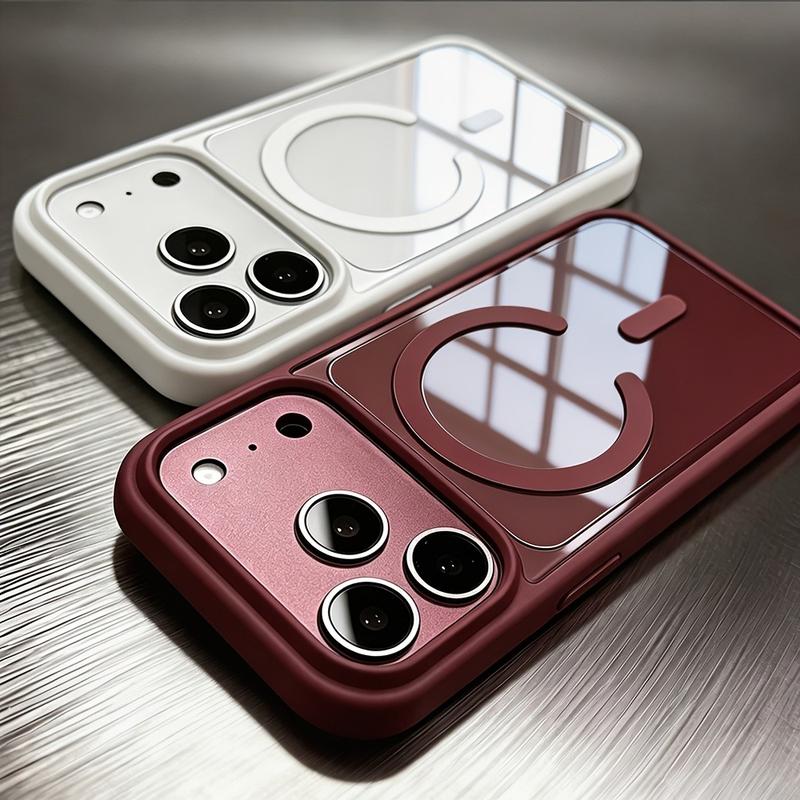 Ốp Lưng Bảo Vệ Trong Suốt Acrylic Hút Từ Sang Trọng Cho iPhone 13 11 15 17 16 14 12 18 Pro Max 16 15 14 Plus 16E Hỗ Trợ Sạc Không Dây Hút Từ