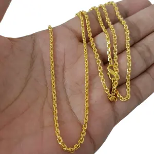 M3 Kalung Lapis Emas Motif Rantai Nori Pendek Anti Karat Anti Luntur Perhiasan Titanium