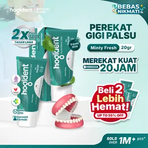 Hogident Minty Fresh [20gr] Pererkat Gigi Palsu Kuat 20 Jam | Mencegah Bau Mulut, Gusi Bengkak & Gigi Berlubang | Untuk Perawatan Harian