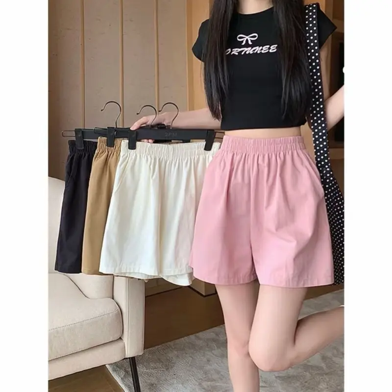 [COMBO 3 QUẦN SHORT] Nữ Ống Rộng Lưng Cao Cạp Thun Quần Có Túi Chất Vân Đũi Mây Mặc Mùa Hè Bao Mát