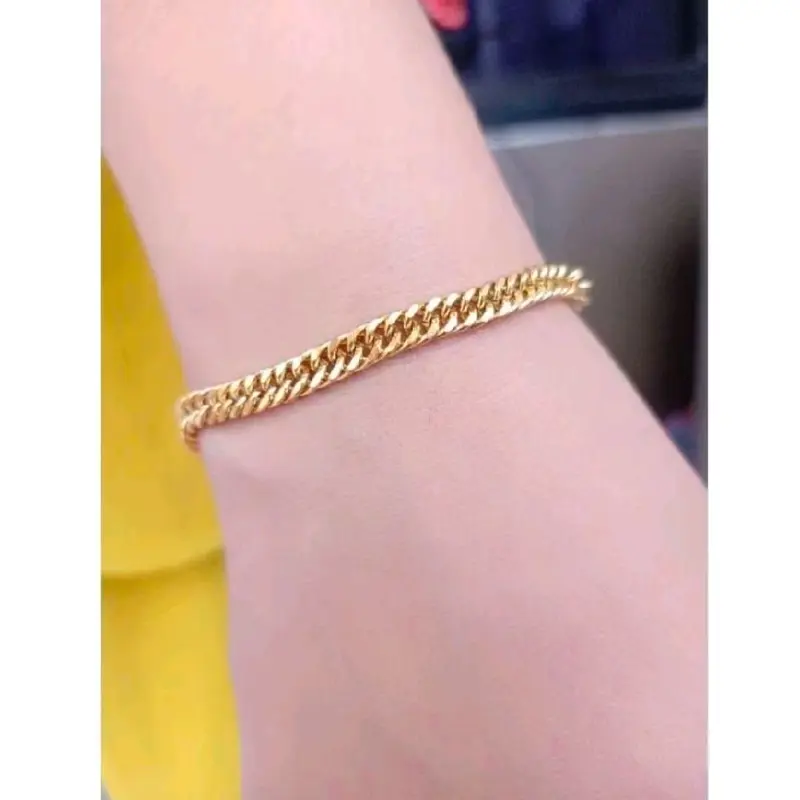 Gelang sisik rantai titanium aksesoris elegan anti luntur perhiasan dewasa lapis emas 24k Bracelets 2