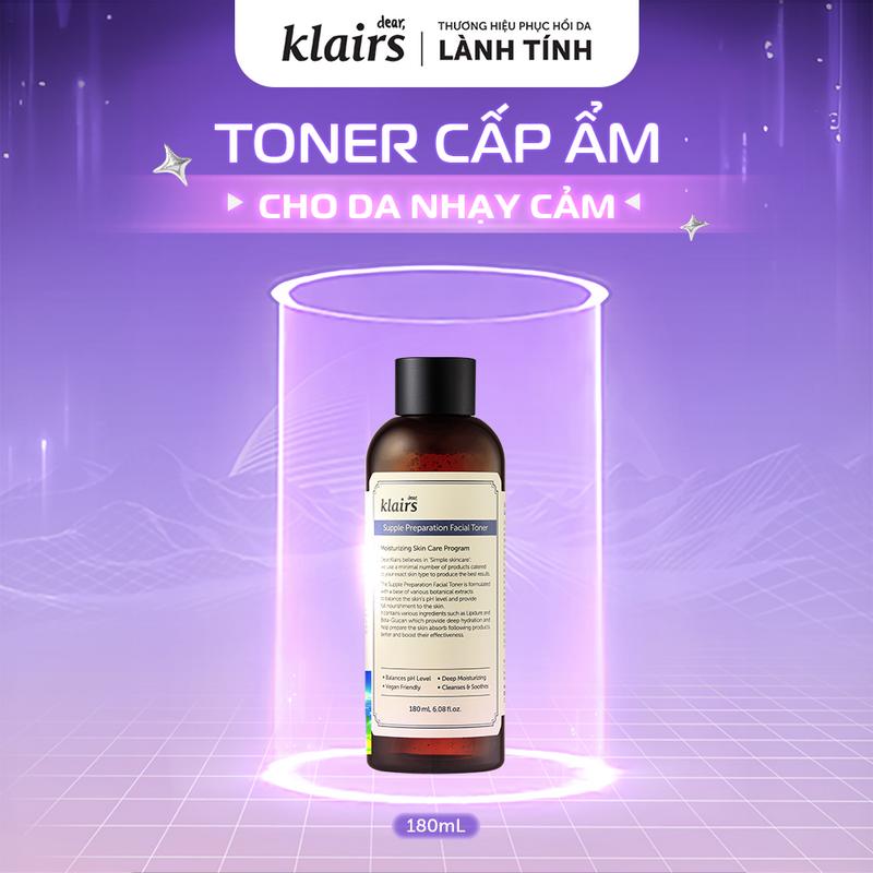 M Nước hoa hồng hỗ trợ cấp ẩm Dear Klairs supple preparation facial toner 180mL - dòng có mùi hương thảo mộc