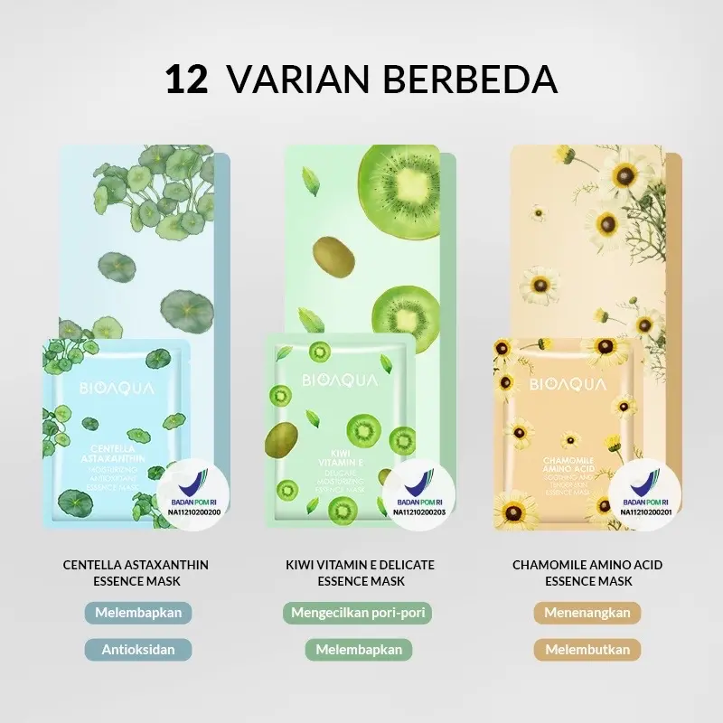 BIOAQUA SHEET MASK facial sheet mask masker wajah fruit veggies cereal biji essence SHEETMASK bio aqua BioAqua cosmetics buat sayuran sereal 25ml brightening moisturizing skin care anti aging fruits veggie 2