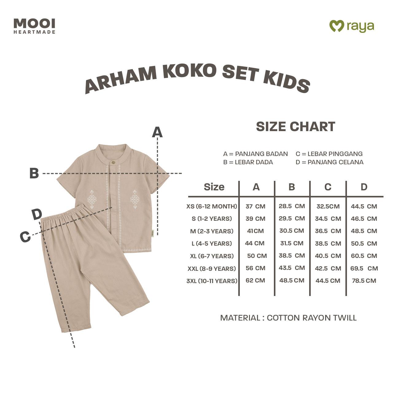 Mooi Arham Koko Set Setelan Koko Anak Raya Collection Basic Series 2026 Ramadhan Exclusive