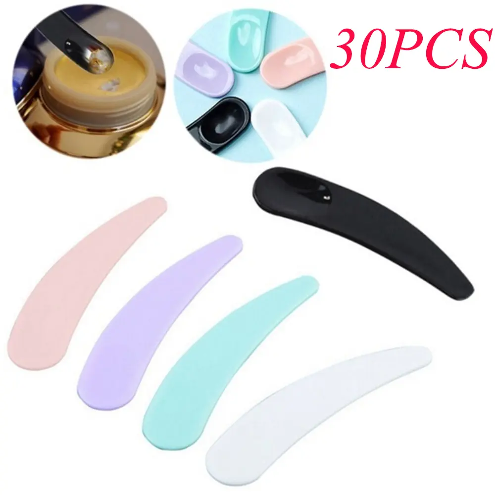 30pcs Mini Curved Scoop Beauty Tool Cosmetic Scoop Cosmetic Spatula Makeup Tools Spoon Facial Mask Stick