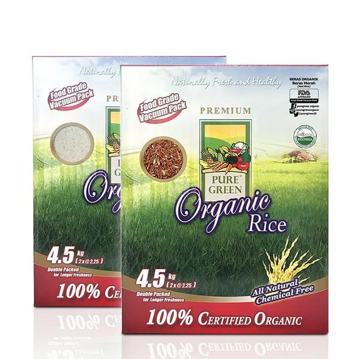 Gambar PAKET HEMAT - PureGreen Organic Rice Beras Organik Beras Merah 4.5 kg + Pulen Wangi 4.5 kg dari Puregreen Organic Kota Administrasi Jakarta Barat Tokopedia