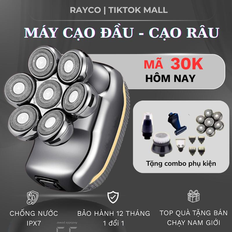 Máy cạo râu RAYCO đa năng-RQ7900 đa năng, Máy cạo đầu 7 lưỡi cạo khô và ướt, chống nước IPX7, bảo hành 12 tháng máy cạo râu