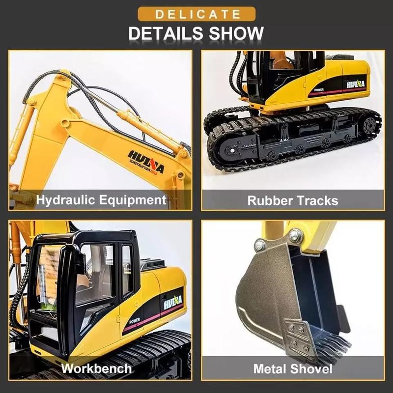 Mainan RC Huina 1550 VS 1550-70 RC Car Excavator 15c 1/14 Scale 4