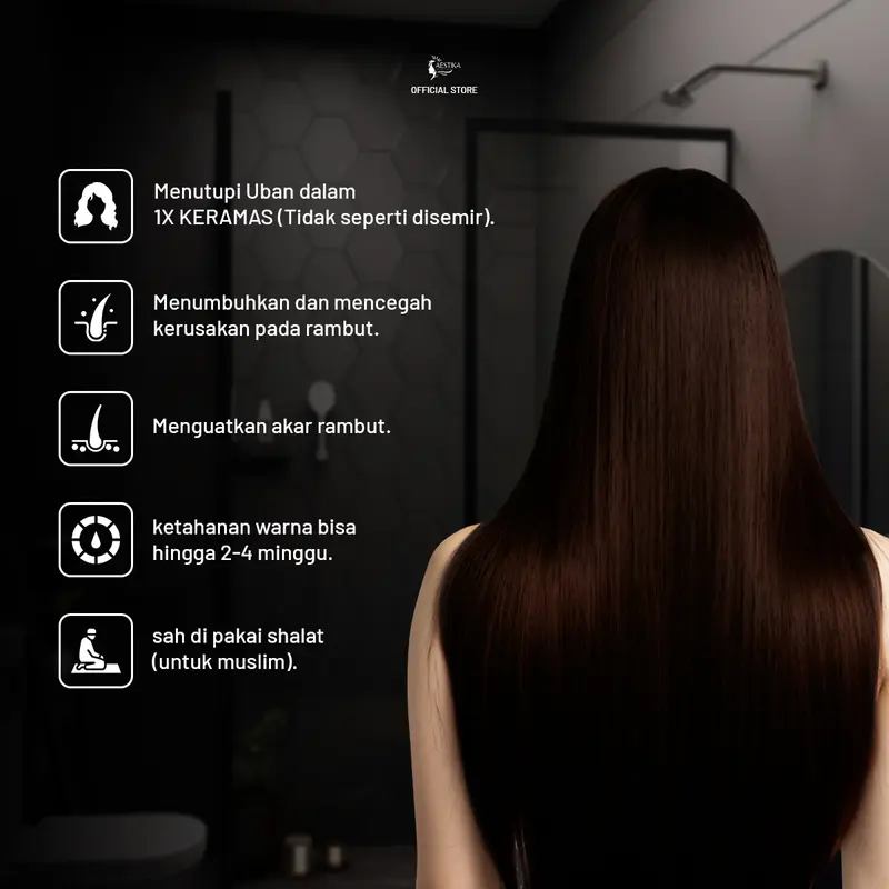 (Promo Spesial) Aestika Dark Brown Hair Coloring Shampoo  - Pewarna Rambut Beruban Extract 3