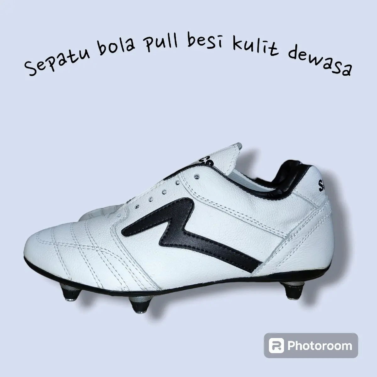 Sepatu Bola Kulit Pull Besi Pria Dewasa (Dijahit dan Dipaku)