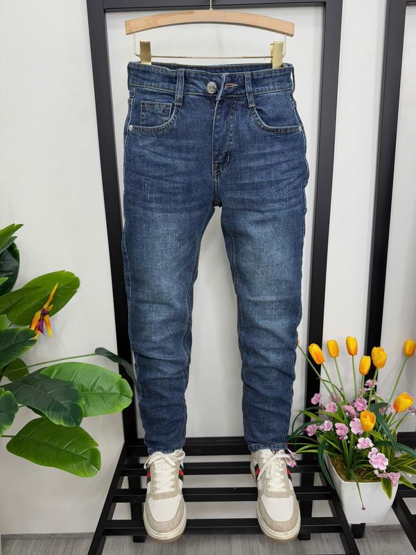 Quần jean dài nam co giãn form slimfit mã_X366 màu xanh đậm wash bạc cào xước - menswear pants