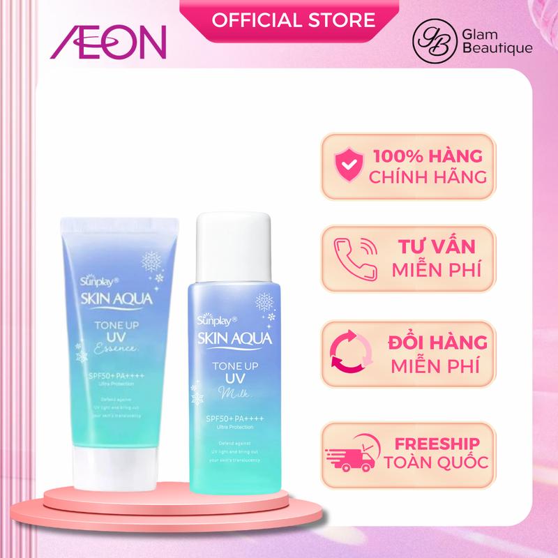 Tinh chất/Sữa chống nắng hiệu chỉnh sắc da Sunplay Skin Aqua Tone Up UV Essence/Milk Blue 50gr Glam Beautique