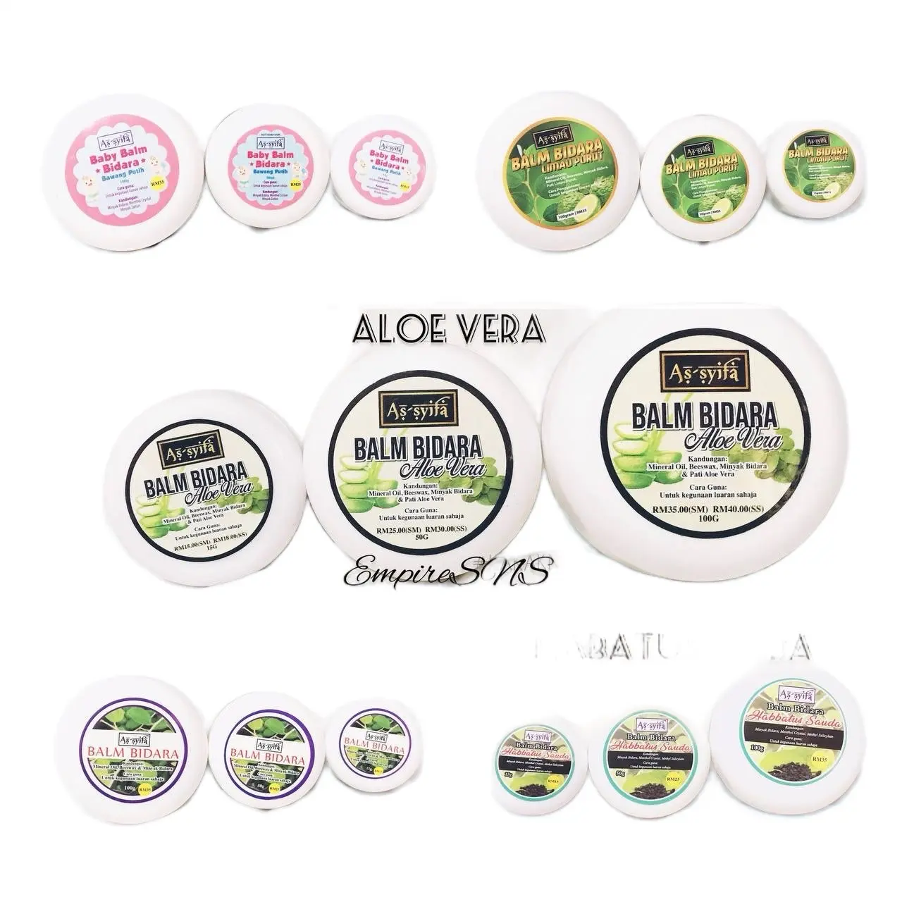Balm Bidara Limau Purut Habatussauda Aloe Vera Baby Balm Mini Ready Stock Newborn