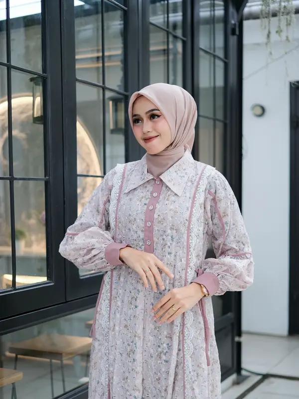 ADINDA & Co- MIDI DRES KATUN BORDIR Gamis Midi terbaru 1