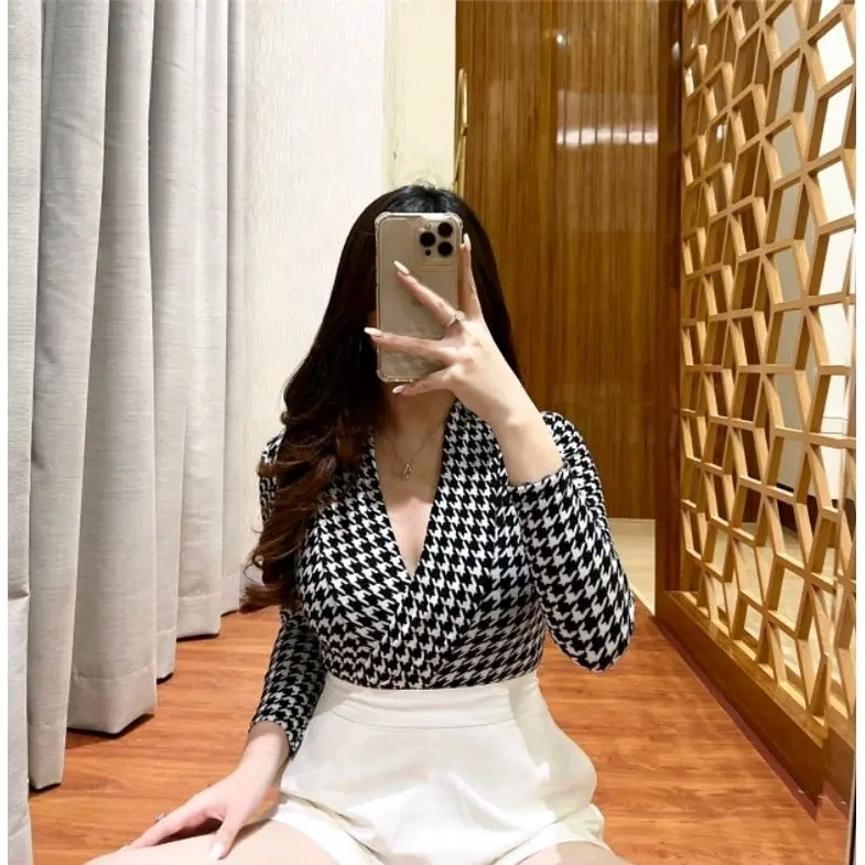 atasan bodysuit lengan bahan cotton streach lengan panjang wanita