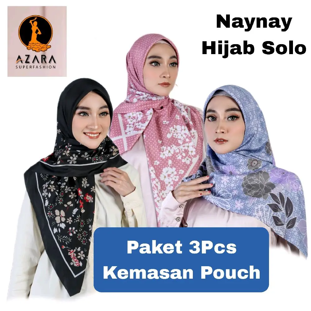 Azara Pouch 3pcs Metal Logo RANDOM Kemasan Pouch HIJAB SEGIEMPAT MOTIF AZARA/ UKURAN STANDARD 110*110/ BAHAN KATUN VOAL