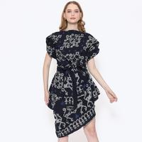 Gambar Etniq Craft Geraldine Assimetris Dress Tenun With Obi-Navy dari Batik Etniq Craft Kota Bekasi 4 Tokopedia