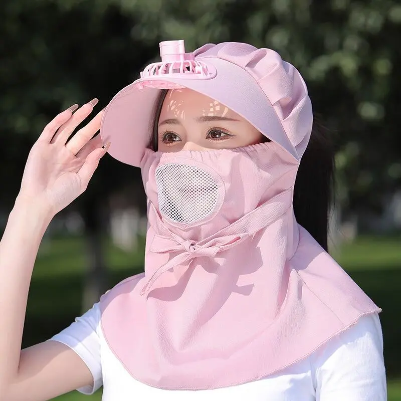 Mũ hái trà, có thể sạc lại, cỡ lớn, dành cho phụ nữ, với quạt, chống nắng, thích hợp cho công việc