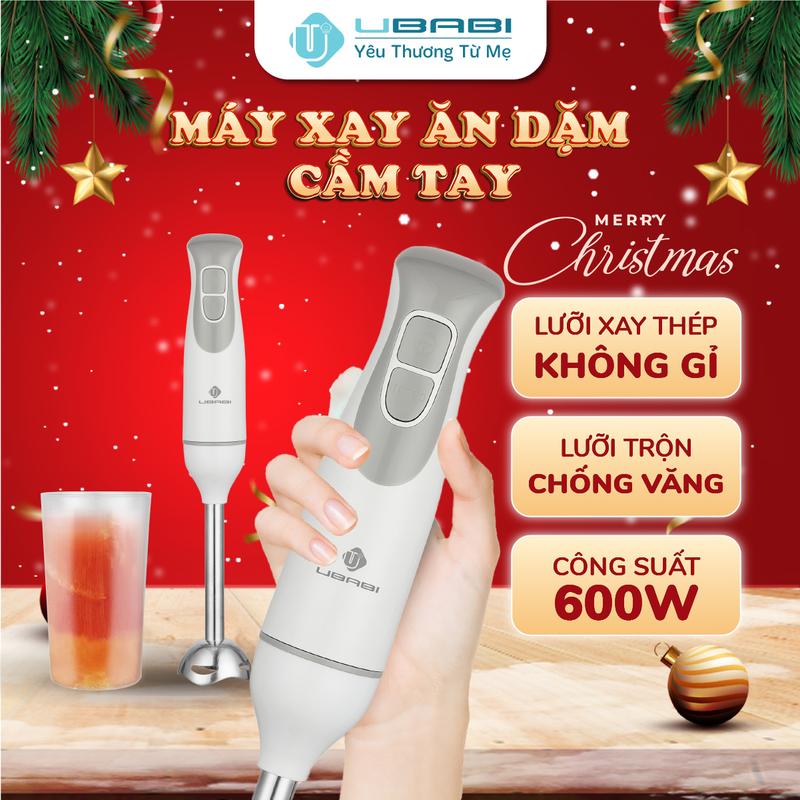  Máy Xay Ăn Dặm Cho Bé Ubabi UB-CT001 Máy Xay Cầm Tay Đa Năng 600W 2 Chế Độ Turbo Kèm Cốc Đựng 700ml Màu Kem 