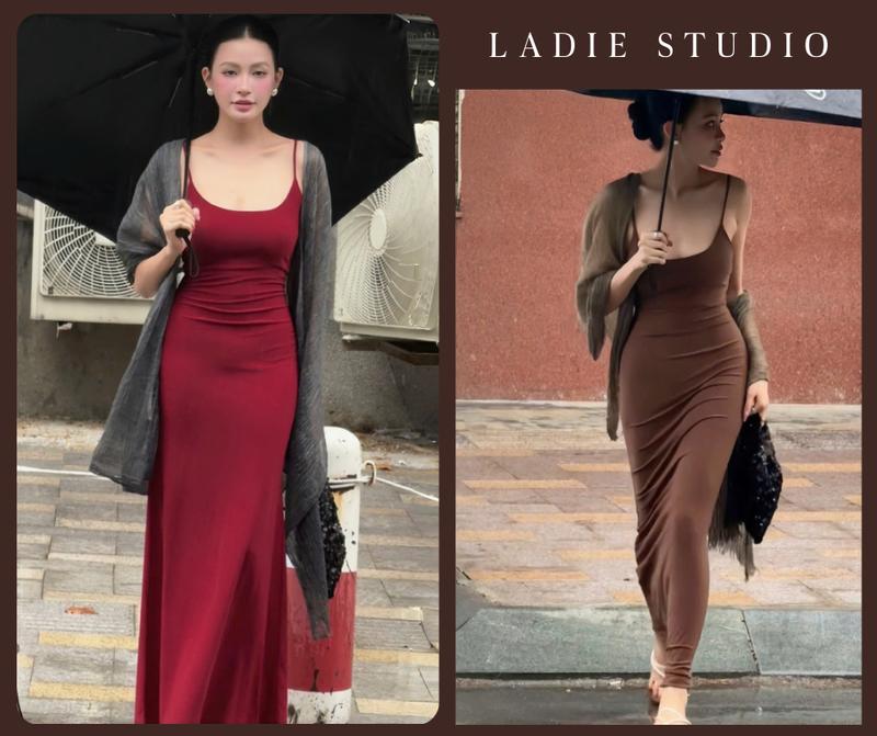 Đầm body Lady Dress 2 dây dáng dài tôn dáng ôm sát chất Ladong nhập khẩu Hàn Quốc DAM08 Ladie Studio