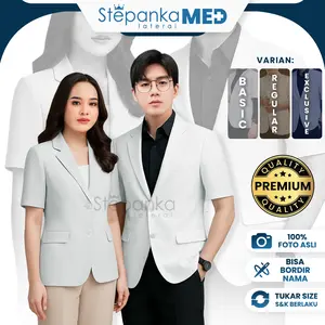 Jas Dokter PREMIUM Lengan Pendek /Jas Dokter Snelli Lengan Pendek / Jas Dokter Snelli Pria/ Jas Dokter Snelli Wanita/ Baju Jaga Medis/ Jas Putih Lengan Pendek Snelli / Jas Stepanka