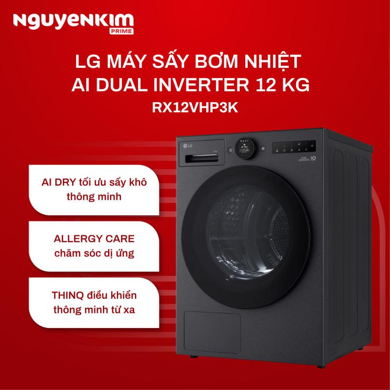 Máy sấy quần áo bơm nhiệt LG Inverter 12 kg RX12VHP3K