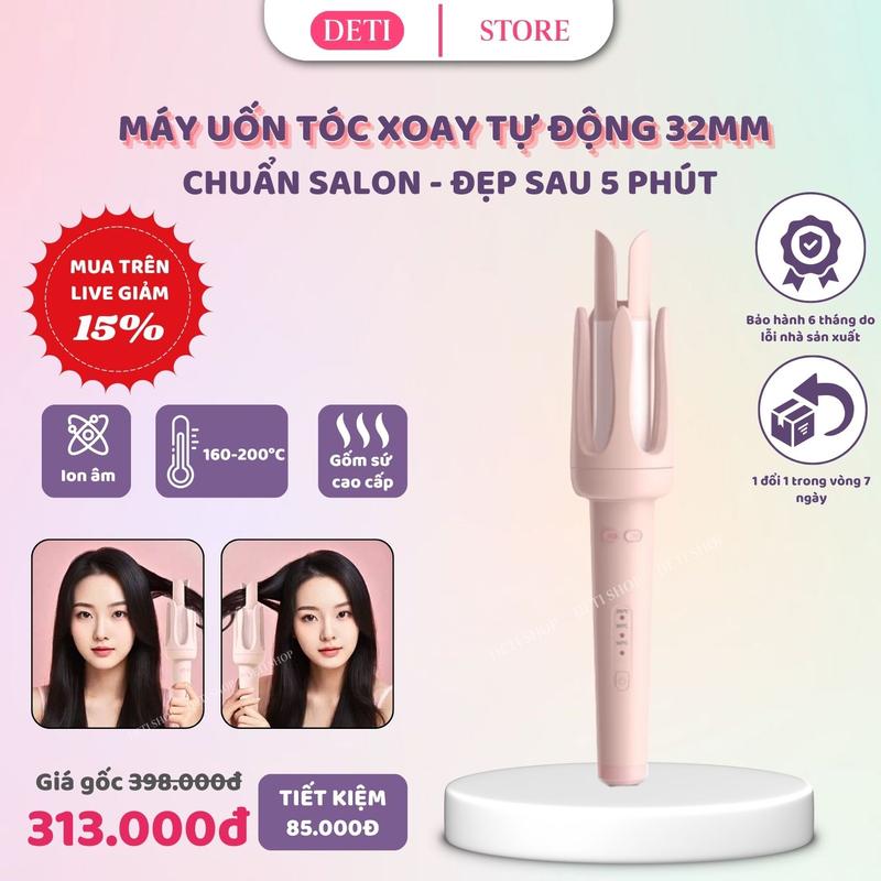 Máy uốn tóc xoăn tự động chất liệu gốm sứ đường kính uốn 32mm