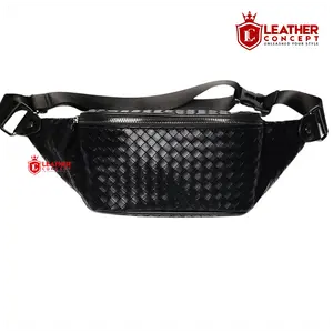Leather Concept VENOMBLACK Sling Bag Waist Bag Tas Bahu Tas Selempang Pinggang Kulit Cowok VENOM BLACK Hitam Pria
