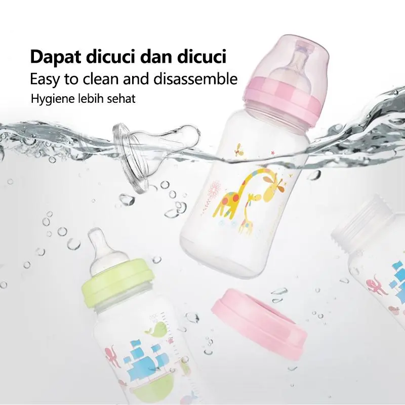 320ml Botol Susu Dot Nipple Wide Feeding Bottle Botol Cartoon botol  Berbagai Macam Mouth berisi Nipple Anti-Flatulence  AB-813 Bayi Accessories 2