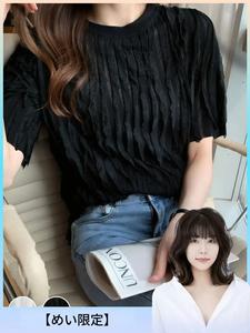 新作 牛革 プリーツ入り ゆったり クルーネック 半袖 レディースカジュアルファッションTシャツ、快適でスタイリッシュな夏向けウェア