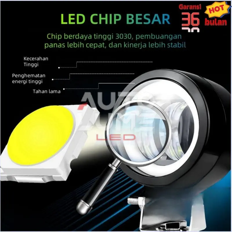 【Autolume】Lampu Tembak Mini 2 Mata – LED Owl 4D, Sorot Lebar, Waterproof, 12V 25W - Garansi 3 Tahun 4