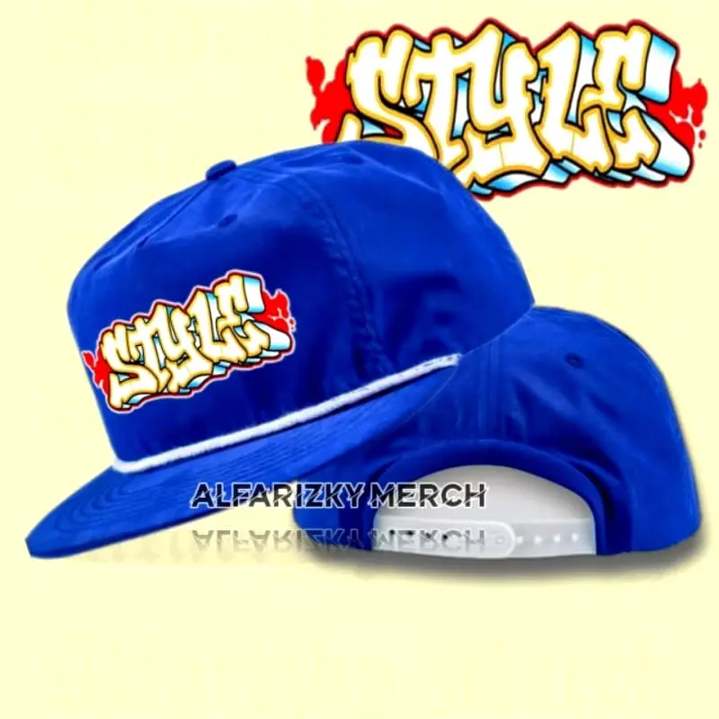 Topi Snapback Classic STYLE Topi Snapback Oldskool Casual Vintage Rope Hat Pria Wanita Warna Biru dengan Desain Grafis Stylish