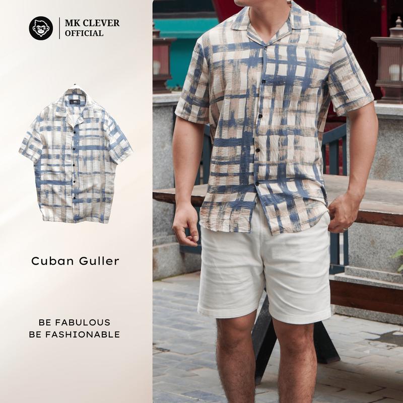 Áo Sơ Mi Cuban Guller MK CLEVER, Sơ Mi Họa Tiết , Chất Liệu Vải Đũi Hàn Siêu Đẹp, Form Dáng Trẻ Trung Menswear Nam