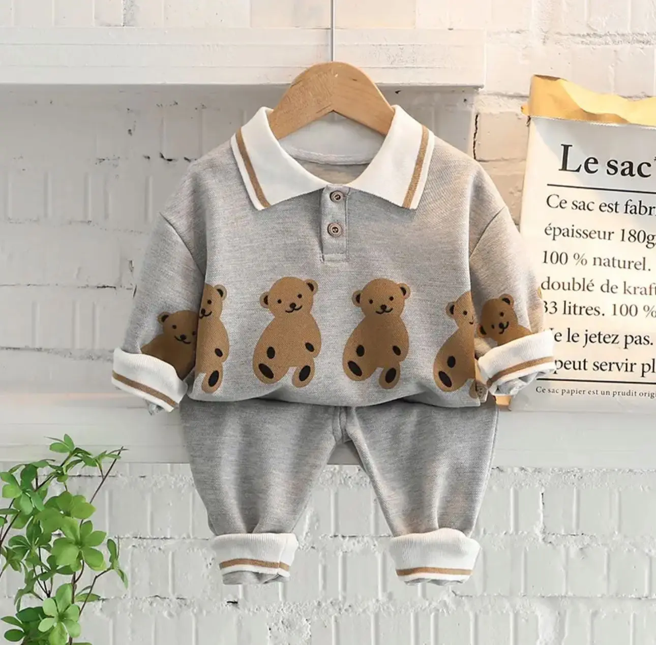 SETELAN ANAK KEKINIAN - SETELAN ANAK LAKI-LAKI DAN PEREMPUAN USIA 1-5 TAHUN - MODEL SWEATER BEAR POLO KRAH Bayi Katun Parsel