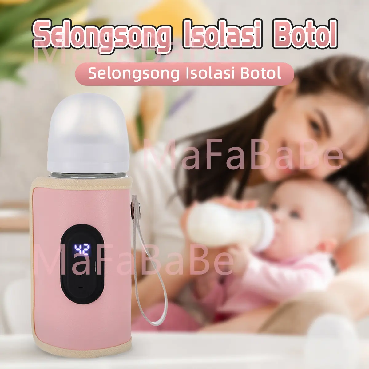 Penghangat Asi Portable 30-55°℃ Fungsi Tampilan LED Bottle Warmer Tas Penghangat Botol Susu Bayi Portable dengan USB untuk Outdoor
