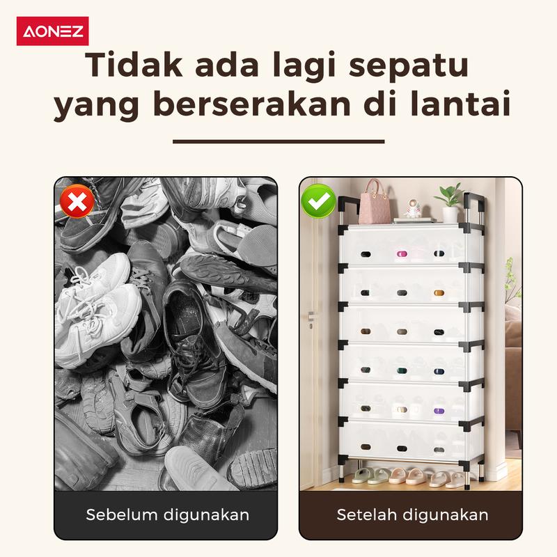 Product Introduction of 【30Hari Garansi】Aonez Rak sepatu dan topi anti debu Rak Gantungan Baju Stand Hanger Rak Sepatu Penyimpanan Jaket Topi Rak Jemuran Baju Rak Sepatu Sandal Rak 4