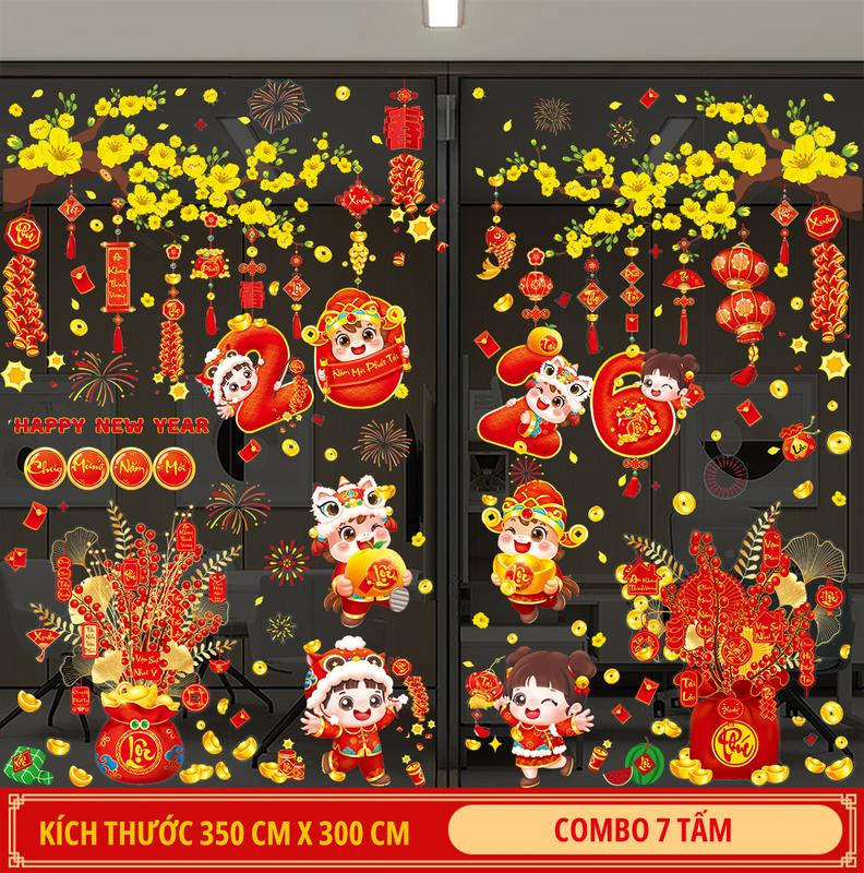  Decal tết 2026 dán trang trí cửa kính hít tĩnh điện CHỮ VIỆT PhucAn Wall Decor trang trí  cửa kính tết năm mới 